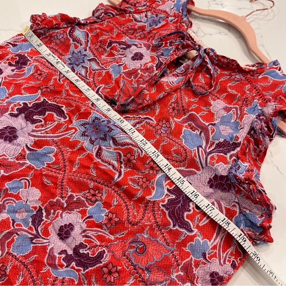 Knox Rose Womens Floral Flutter Sleeve Blouse Top Size S Vibrant Colorful Beach - Picture 7 of 8